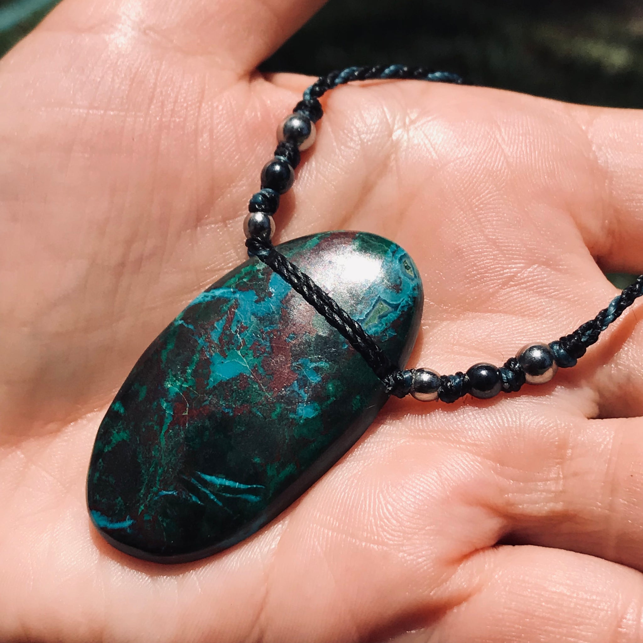 Chrysocolla and Azurite pendant