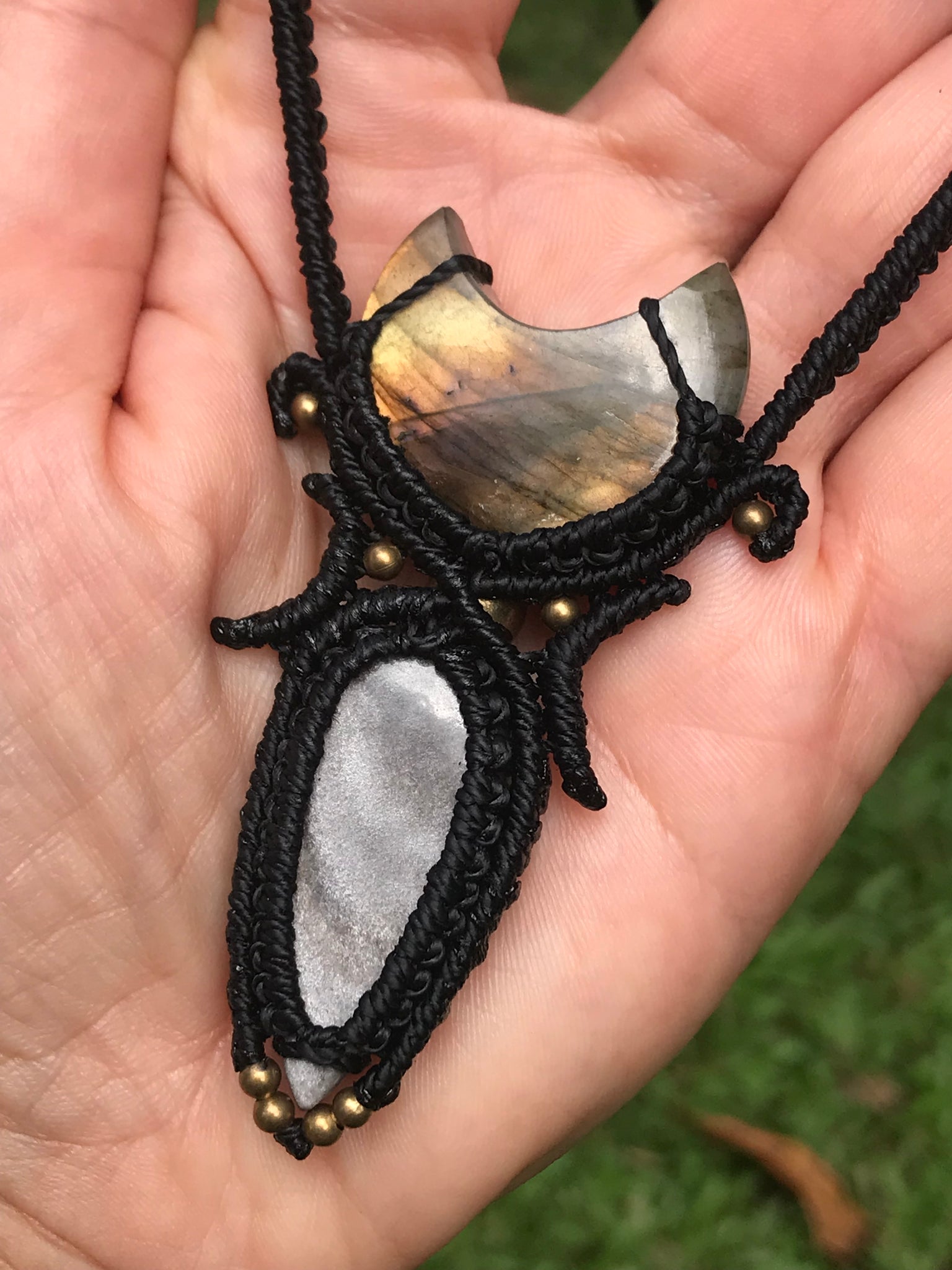 Magical Labradorite and Silversheen protection Amulet