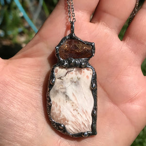 Scolecite and Australian Zircon pendant