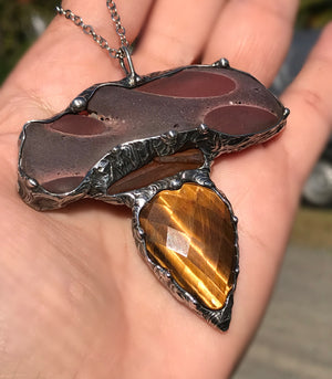 Statement Zebrastone triple crystal Pendant