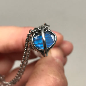 Danburite and Blue flash moonstone point pendant