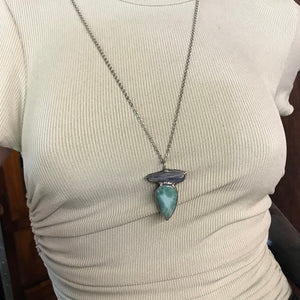 Blue polished Kyanite and Larimar pendant
