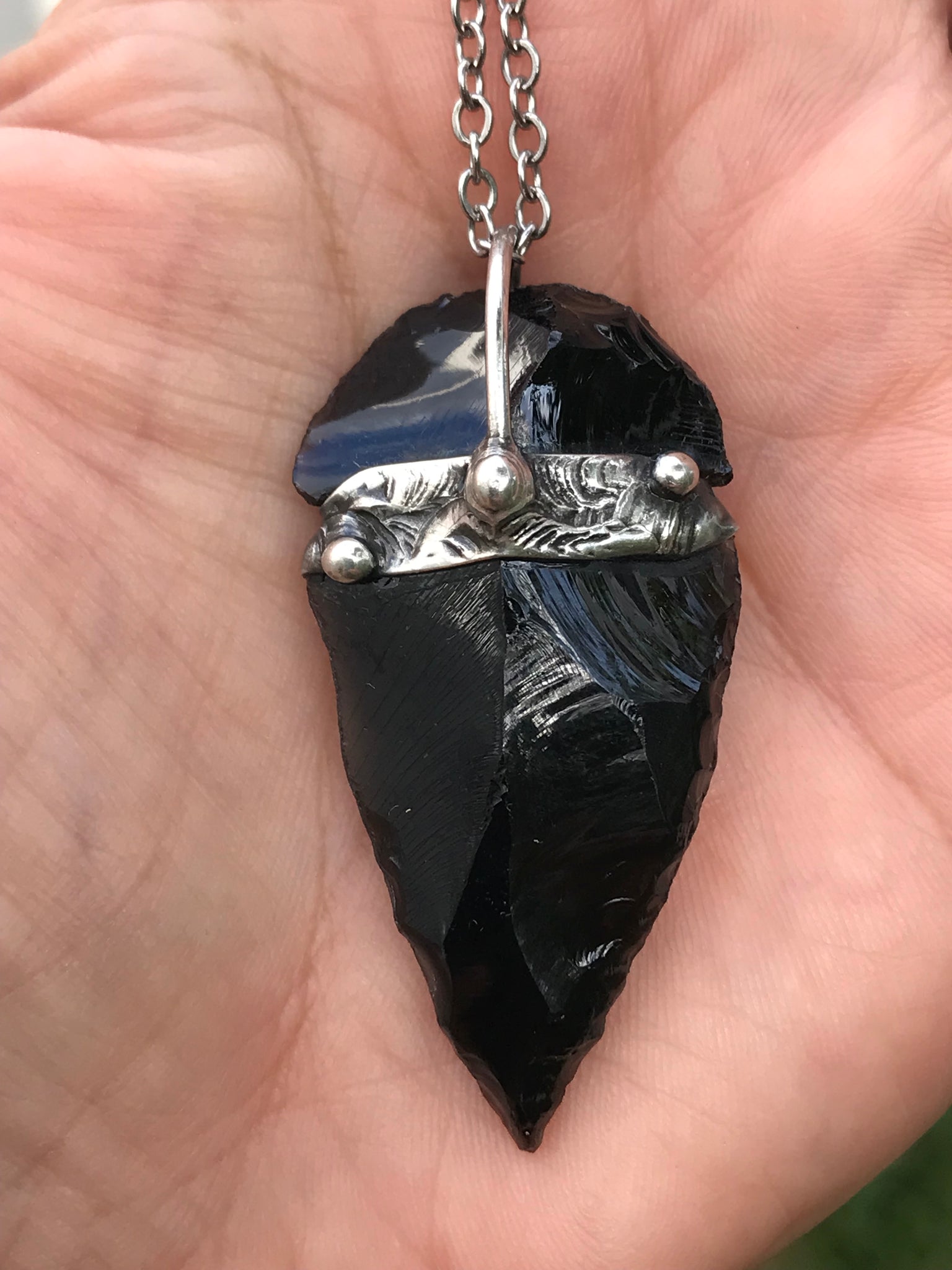 Obsidian Arrowhead pendant
