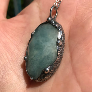 Faceted Aquamarine oval pendant