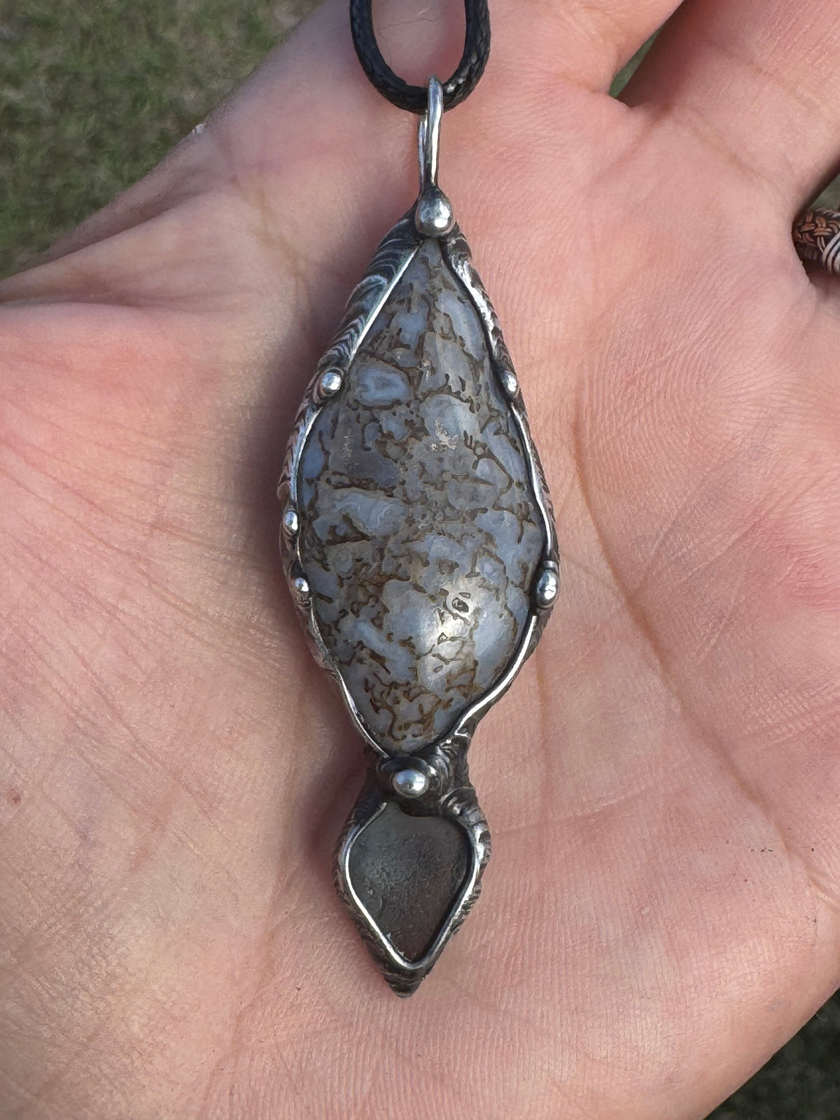 Blue peruvian Opal with sea glass