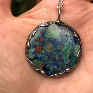 Chrysocolla and Azurite pendant