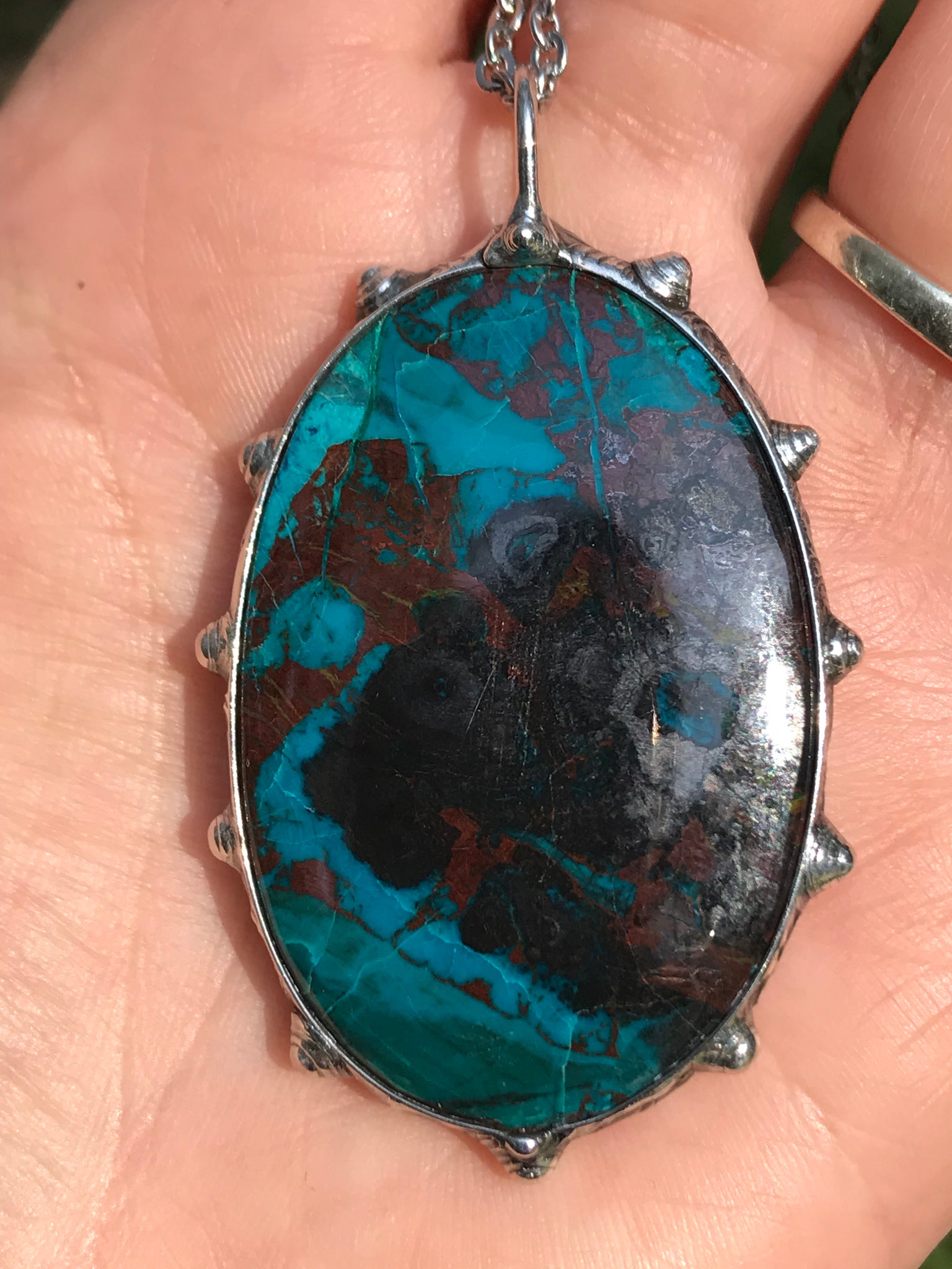 Chrysocolla and Azurite pendant