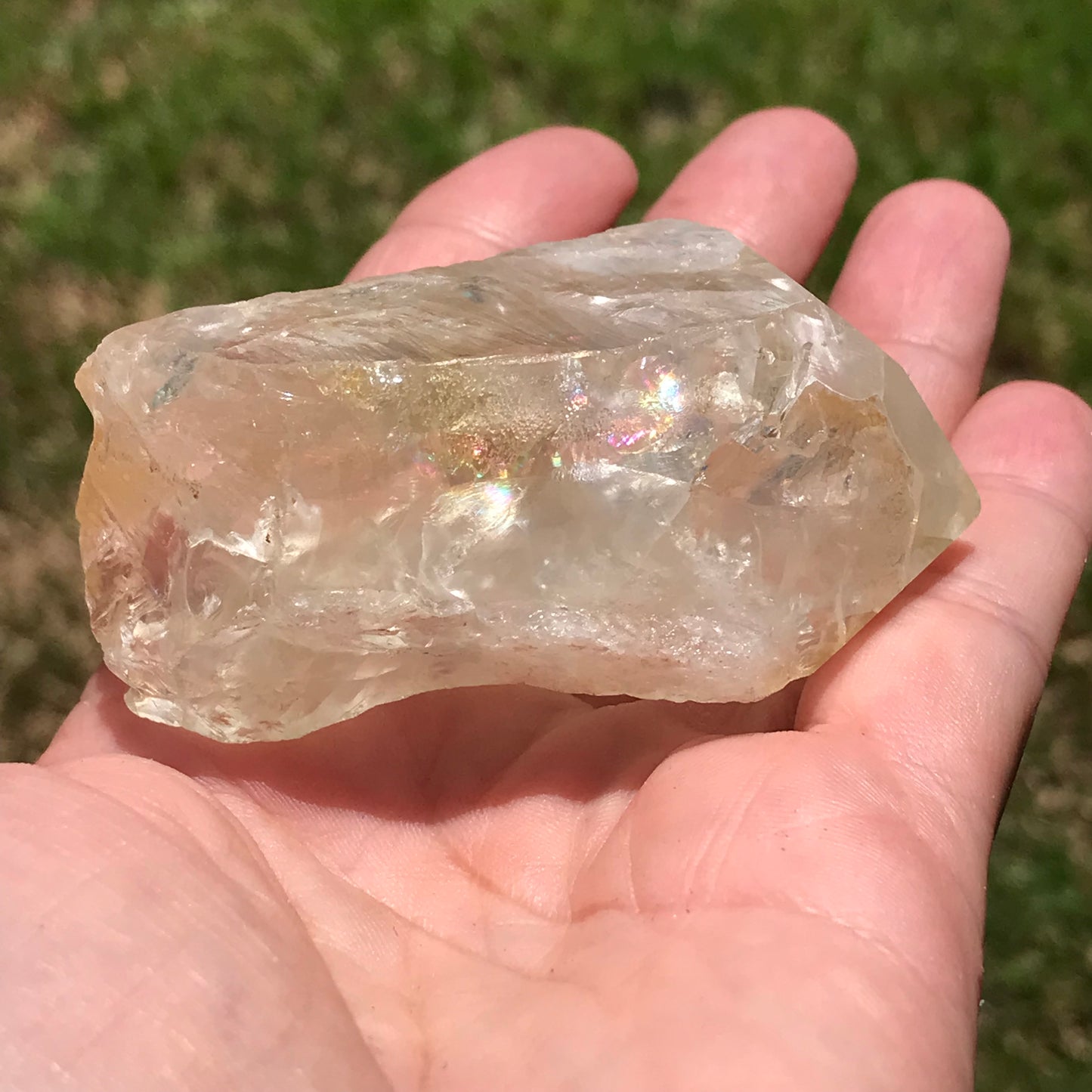 Natural Citrine point with Rainbows