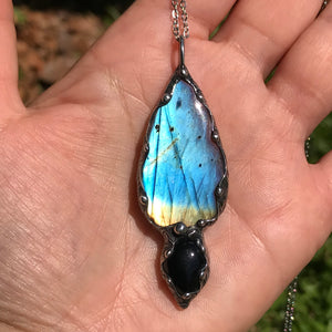 Magical flashy Labradorite and black onyx