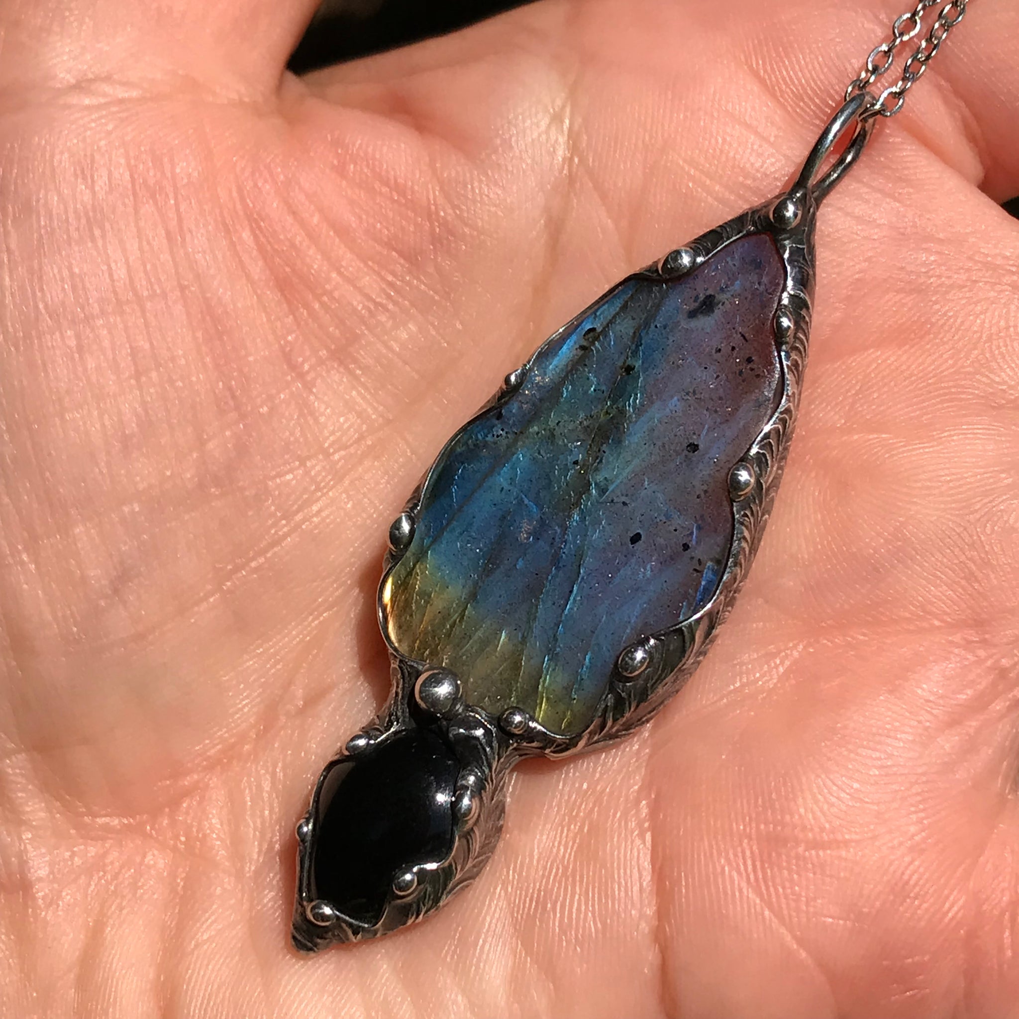 Magical flashy Labradorite and black onyx