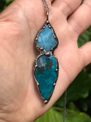 Chrysocolla and Larimar pendant