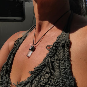 Lemurian seed crystal adorned with Amethyst