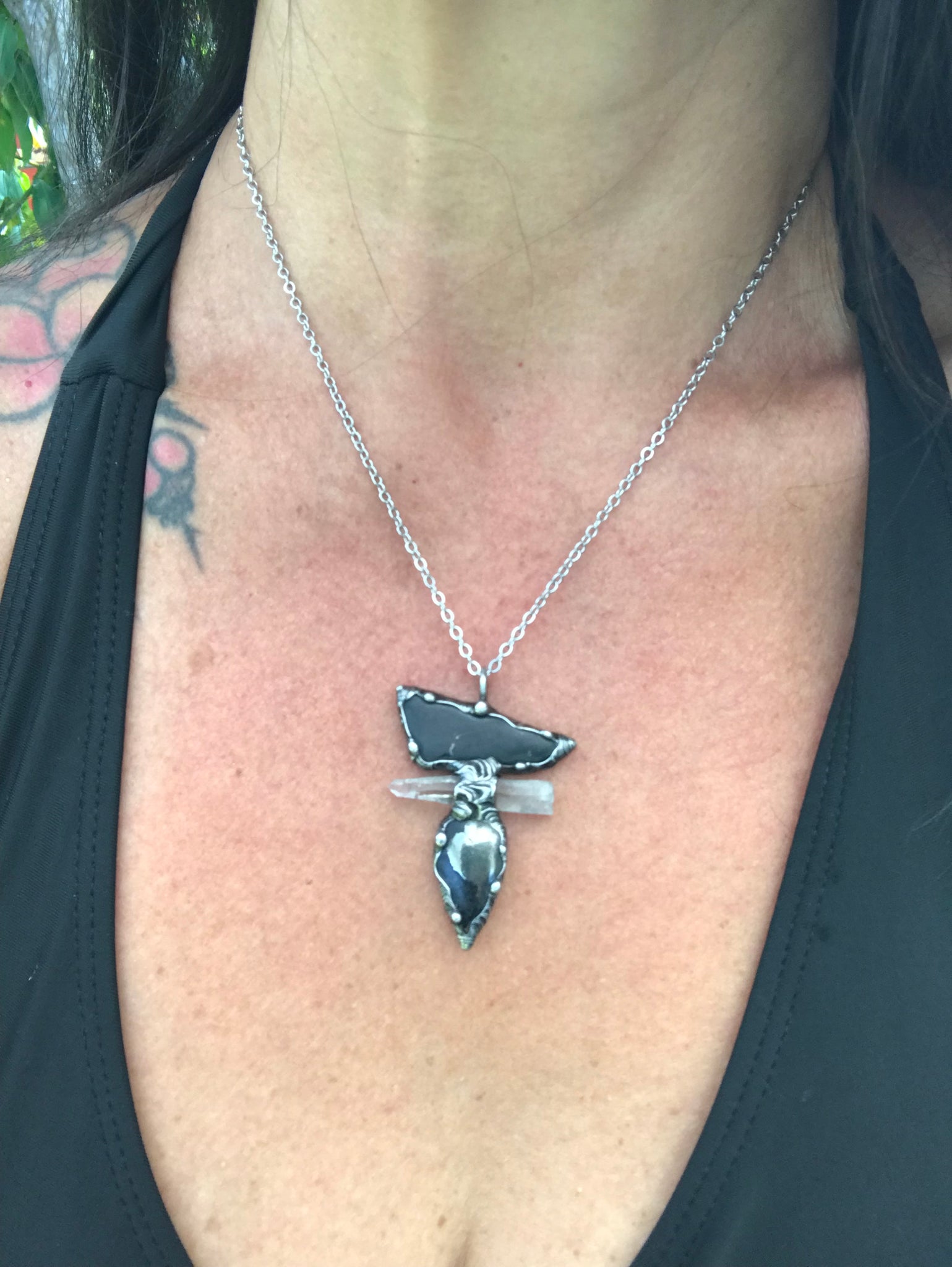 Shungite, clear quartz and Apache Gold Protector