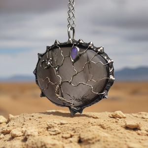 Tree of Life on Smoky Quartz with Ethiopian Opal and labradorite