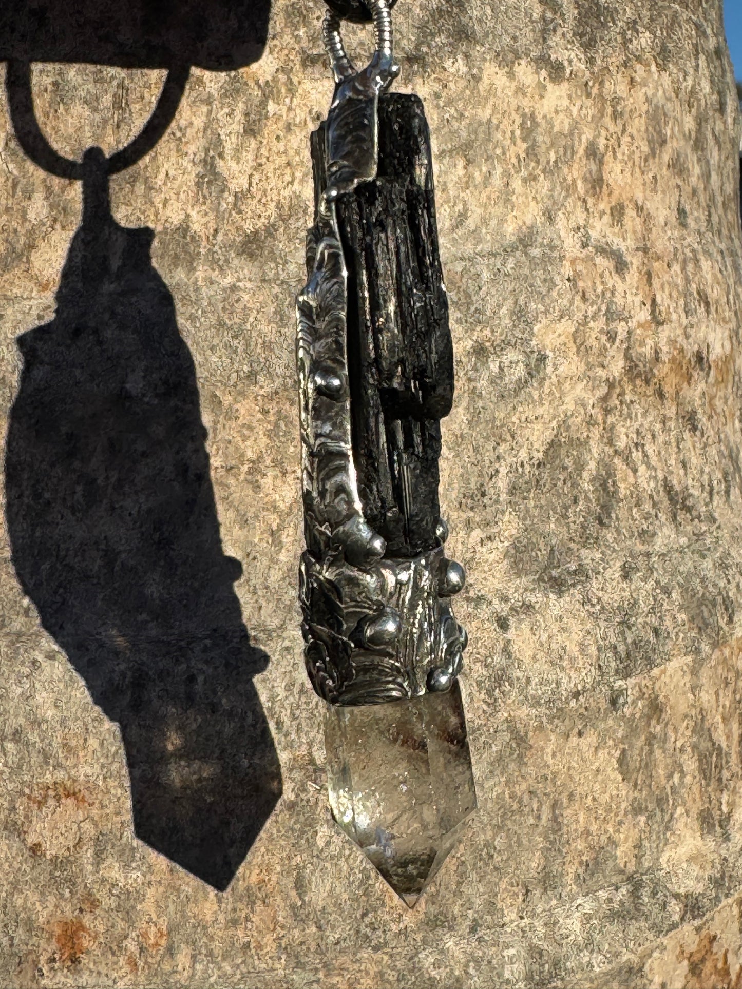 Black Tourmaline and Lodalite guardian scepter