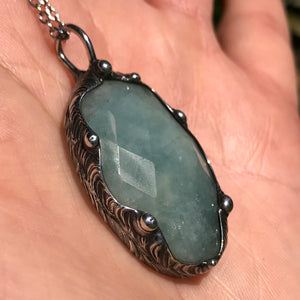 Faceted Aquamarine oval pendant