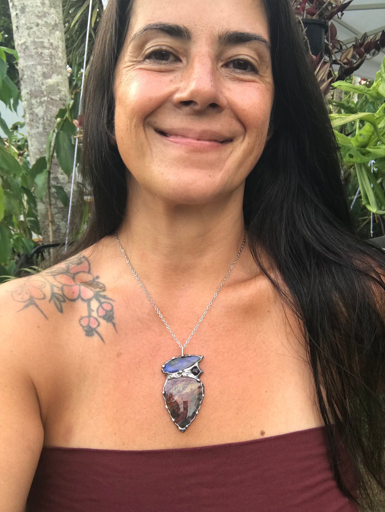 Bloodstone, blue flash Labradorite and Amethyst