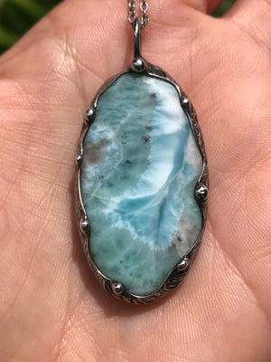 Larimar crystal pendant