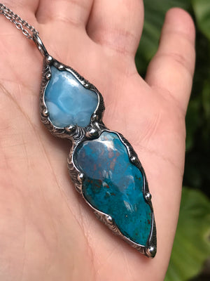 Chrysocolla and Larimar pendant