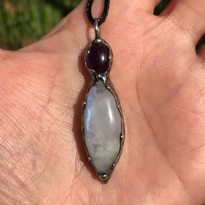 Rainbow Moonstone and Amethyst