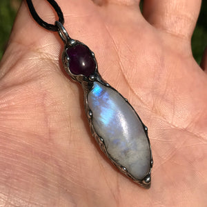 Rainbow Moonstone and Amethyst