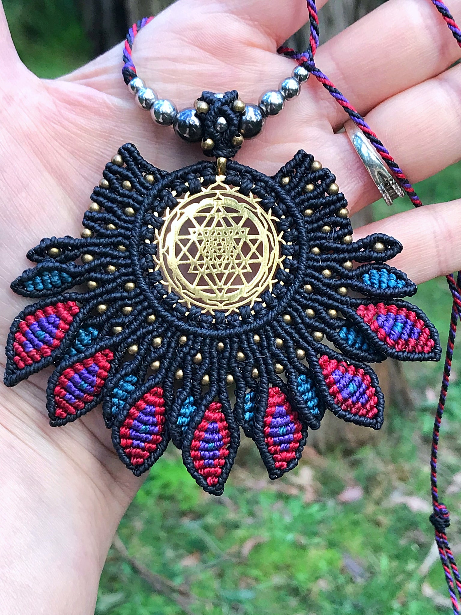 Sri Yatra Macrame Statement pendant