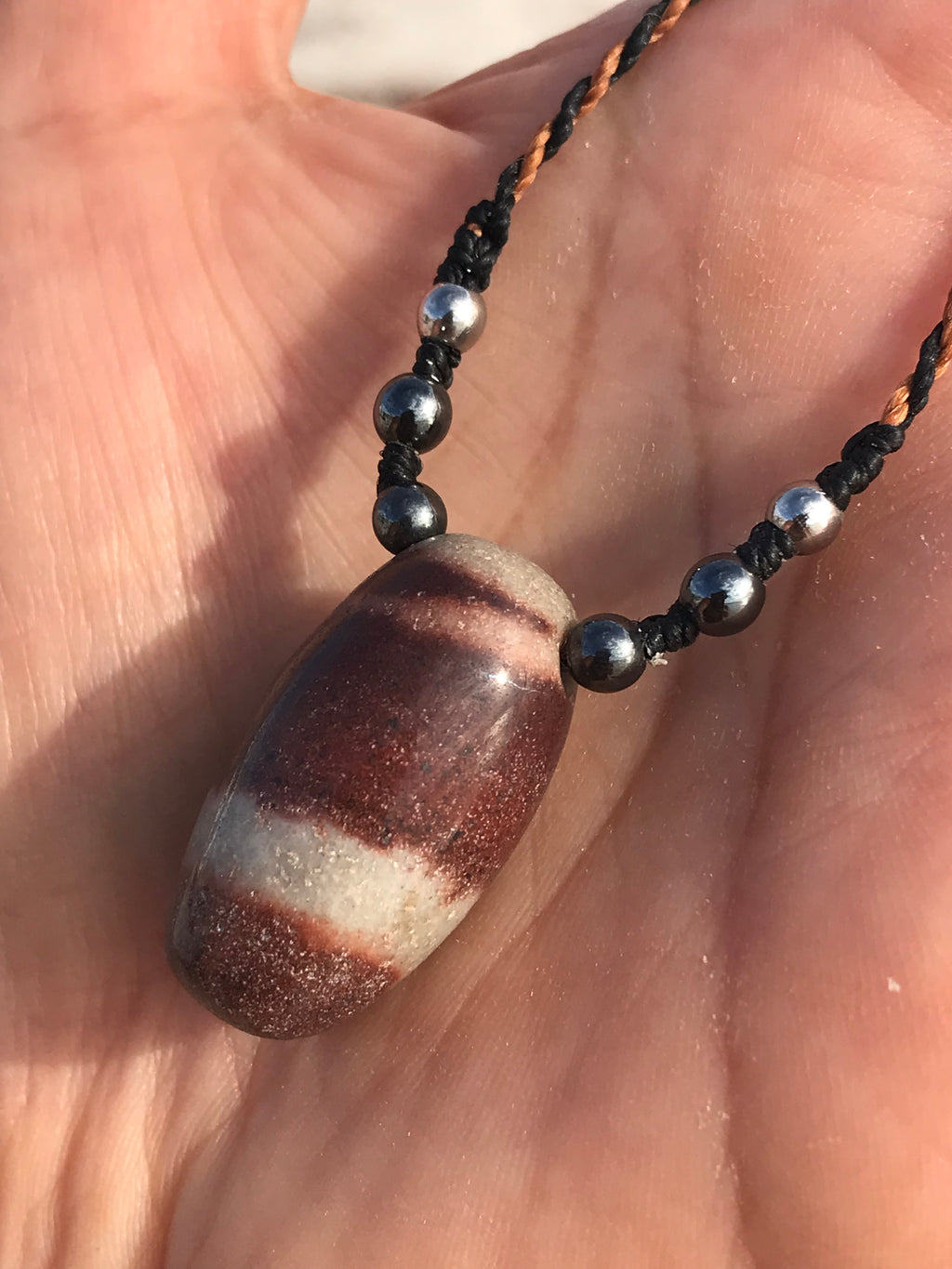 Shiva Lingam handknotted adjustable pendant