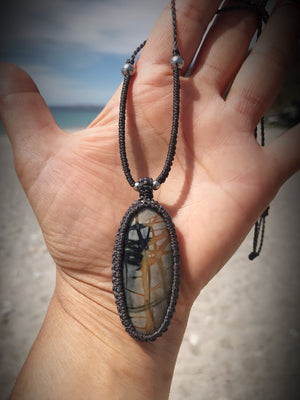 Picasso Jasper Macrame pendant