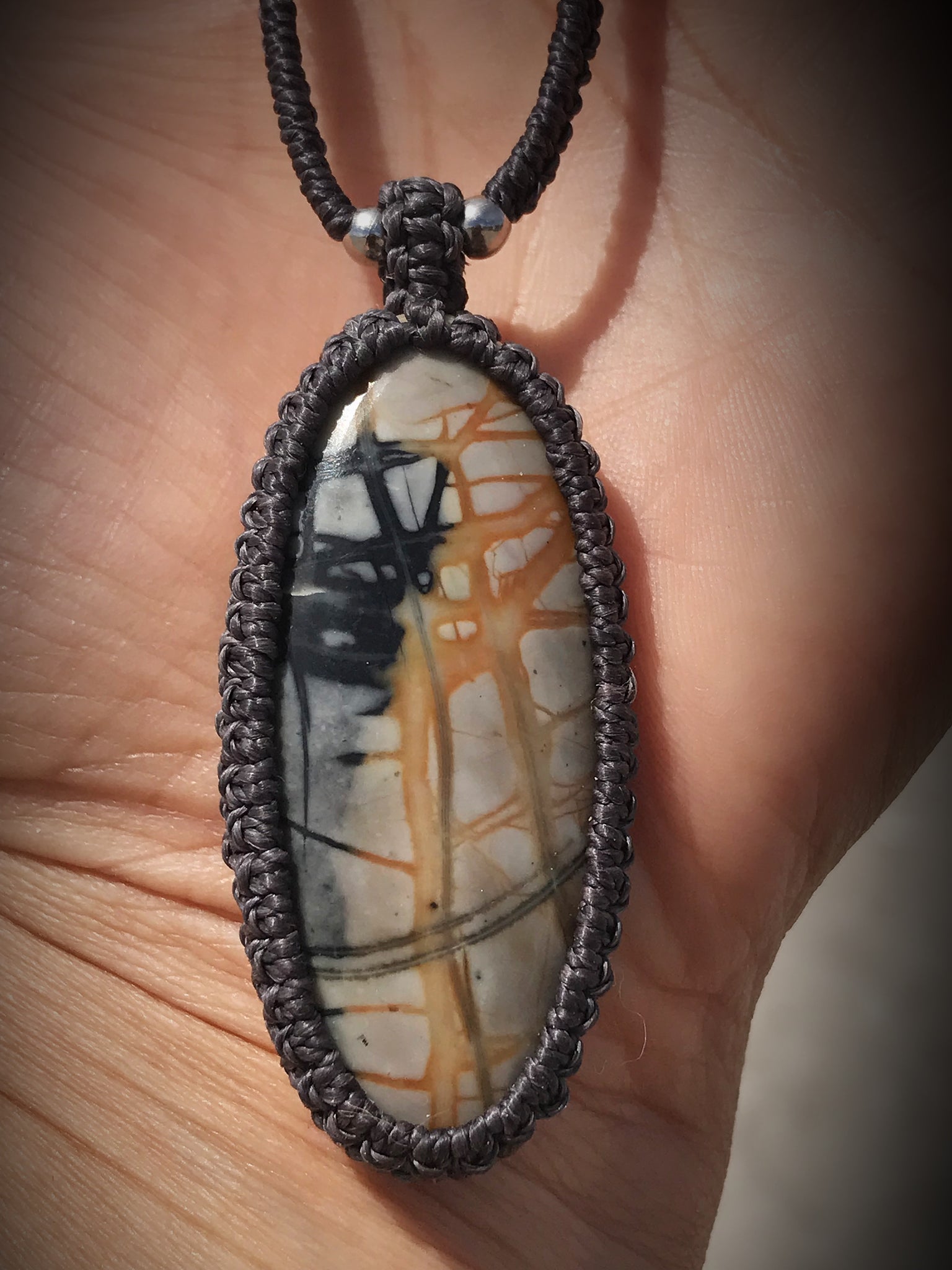 Picasso Jasper Macrame pendant