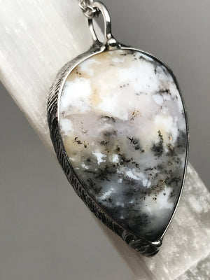 Dendritic Agate crystal pendant
